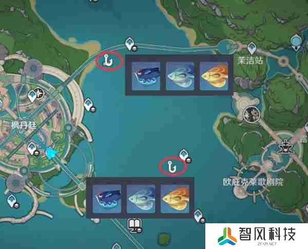 《原神》灰河渡手钓鱼地点分布图 灰河渡手精炼材料钓鱼点位攻略