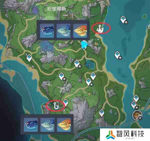 《原神》灰河渡手钓鱼地点分布图 灰河渡手精炼材料钓鱼点位攻略