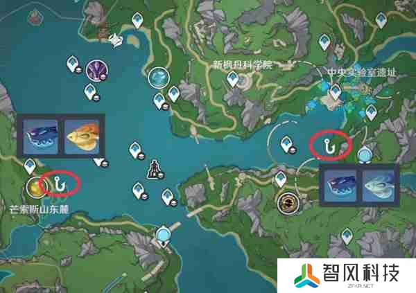 《原神》灰河渡手钓鱼地点分布图 灰河渡手精炼材料钓鱼点位攻略